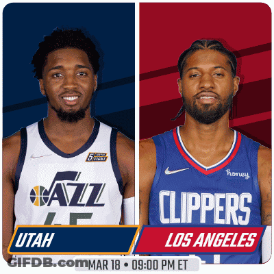 Two Basketball Players From Utah And Los Angeles Are On A Poster GIF