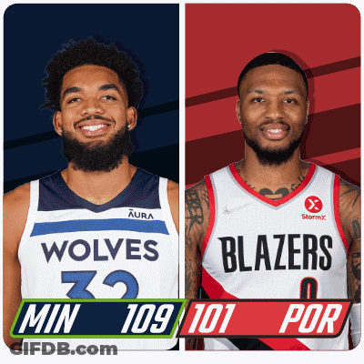 Two Basketball Players From Wolves And Blazers GIF