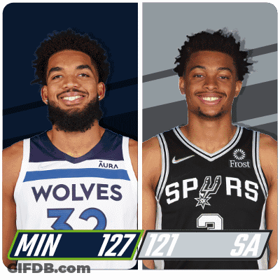 Two Basketball Players From Wolves And Spurs GIF