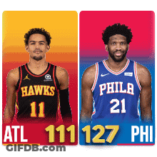 Two Basketball Players Hawks And Philadelphia GIF