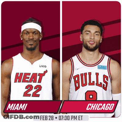 Two Basketball Players Heat And Bulls GIF