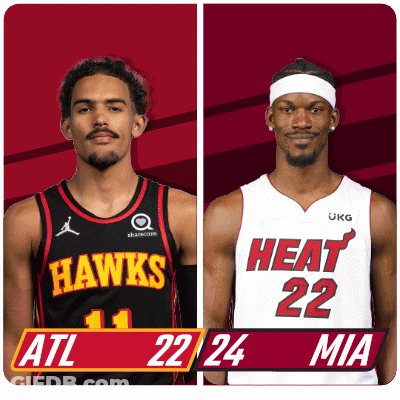 Two Basketball Players Heat Vs Hawks GIF