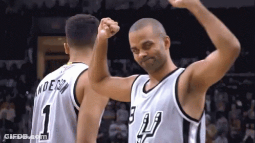 Two Basketball Players High Fiving GIF