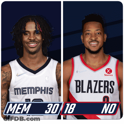 Two Basketball Players Memphis Vs Blazers GIF