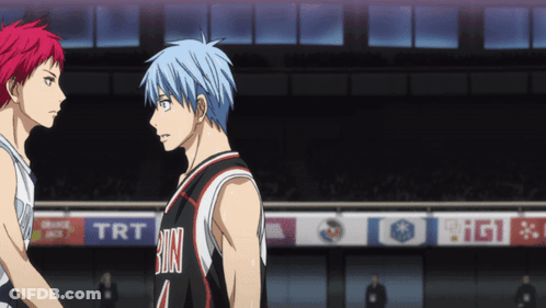 Two Basketball Players On A Court With A Banner That Says Trt On It GIF