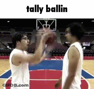 Two Basketball Players On A Court With Tally Ballin Written On The Bottom GIF
