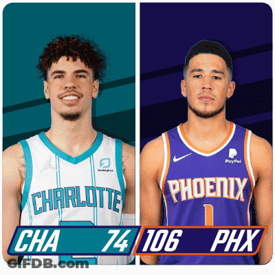 Two Basketball Players One From Charlotte And One From The Phoenix GIF