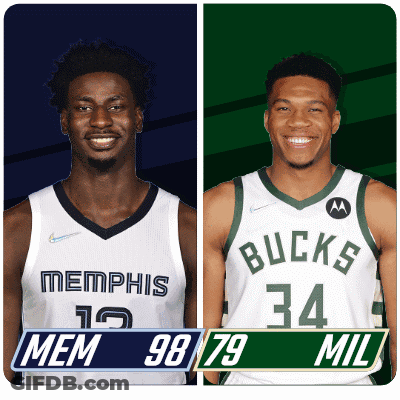 Two Basketball Players One From Memphis And One From The Bucks GIF