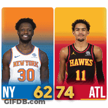 Two Basketball Players One From New York And One From Atl GIF