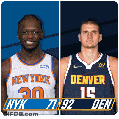 Two Basketball Players One From New York And One From Denver GIF