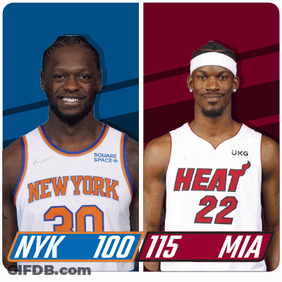 Two Basketball Players One From New York And One From Heat GIF
