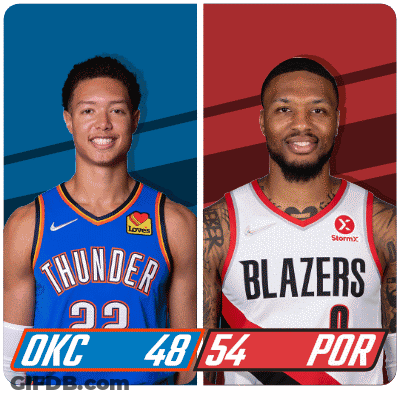 Two Basketball Players One From Okc And One From Blazers GIF