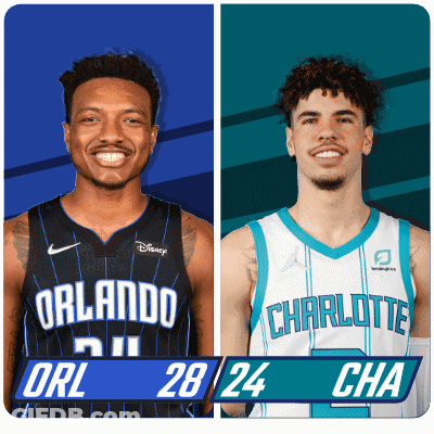 Two Basketball Players One From Orlando And One From Charlotte GIF