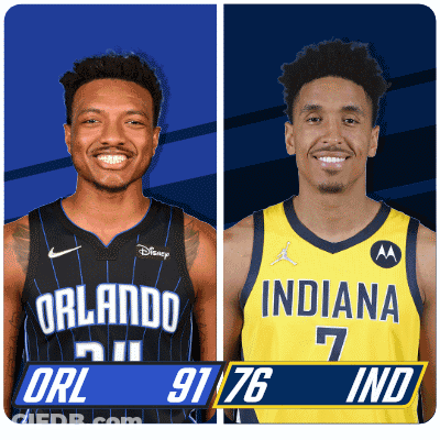 Two Basketball Players One From Orlando And One From Indiana GIF
