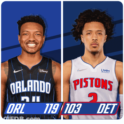 Two Basketball Players One From Orlando And One From Pistons GIF