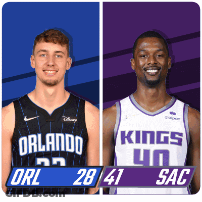 Two Basketball Players One From Orlando And The Other From The Kings GIF