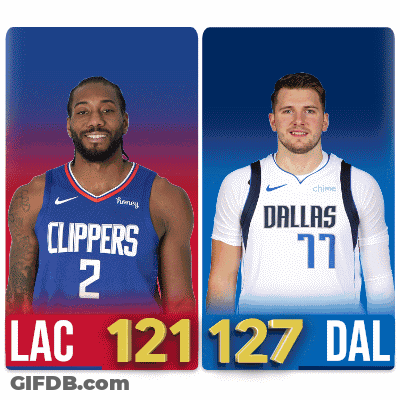 Two Basketball Players One From The Clippers And One From The Dallas GIF