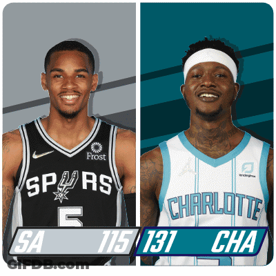 Two Basketball Players One From The Spurs And One From The Charlotte GIF