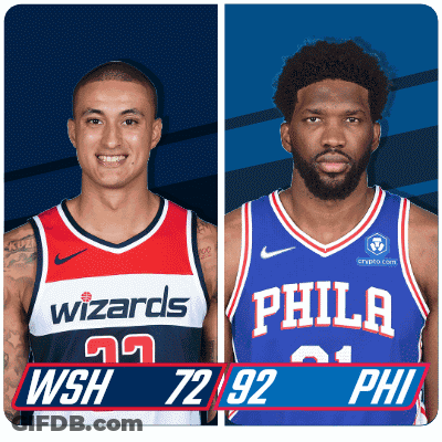 Two Basketball Players One From The Wizards And One From The Philadelphia Phillies GIF