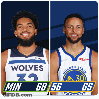 Two Basketball Players One From The Wolves And One From The Golden State GIF