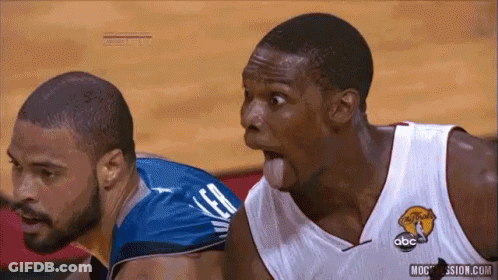 Two Basketball Players One Wearing ABC Jersey GIF
