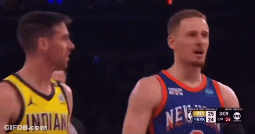 Two Basketball Players One Wearing Indians Jersey GIF