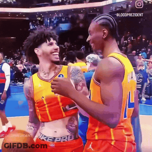 Two Basketball Players One Wearing Number 4 GIF