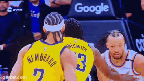 Two Basketball Players Talking GIF