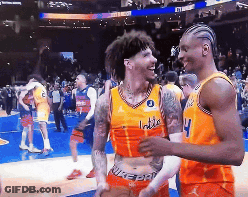 Two Basketball Players With Latte Jersey GIF