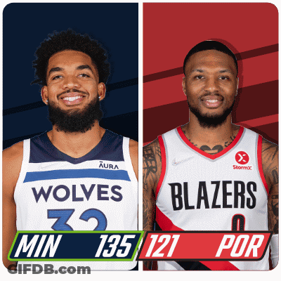 Two Basketball Players Wolves And Blazers GIF