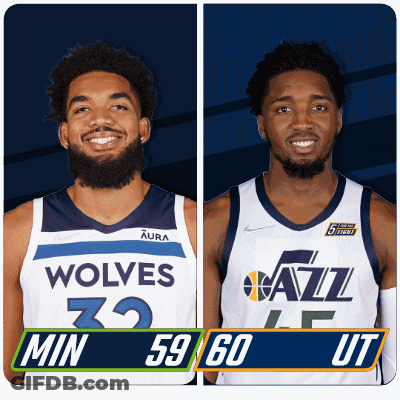 Two Basketball Players Wolves And Jazz GIF