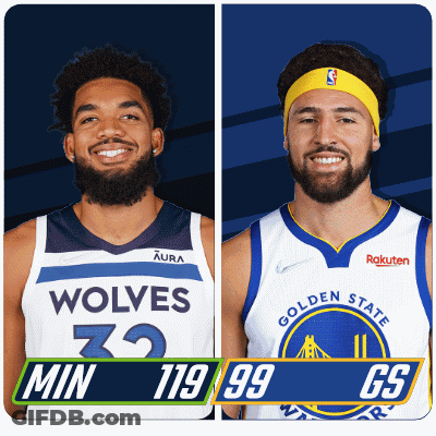 Two Basketball Players Wolves And Warriors GIF