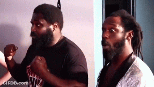 Two Bearded Men With Dreadlocks GIF