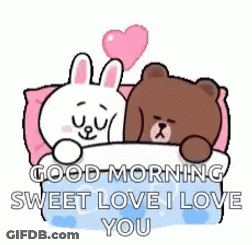 Two Bears Good Morning Sweet Love I Love You Heart Pop GIF