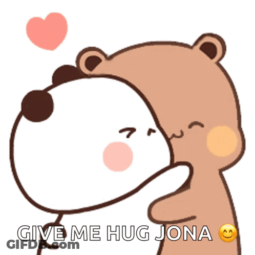 Two Bears Hugging With Give Me Hug Jona GIF