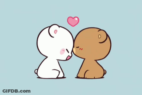 Two Bears Hugging With Hearts GIF