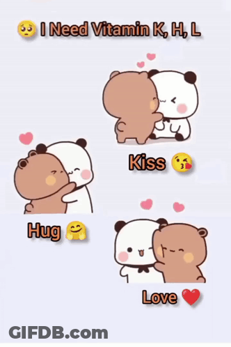 Two Bears Hugging With Vitamin K H And L GIF
