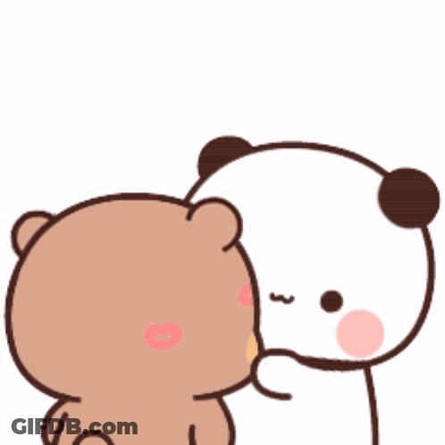 Two Bears Kissing With Heart Above GIF