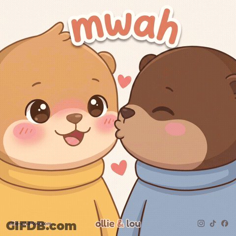 Two Bears Kissing With Mwah Above GIF