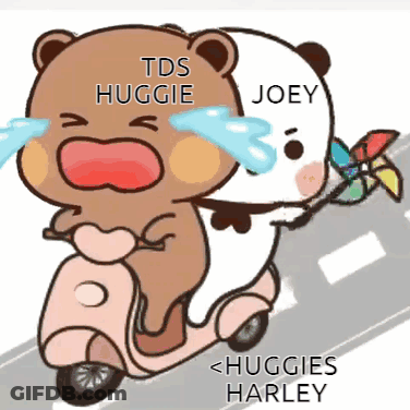 Two Bears On Scooter Huggies Harley GIF