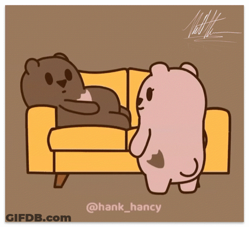Two Bears Sitting On Couch GIF