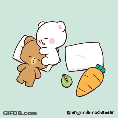 Two Bears Sleeping Next To Carrot GIF