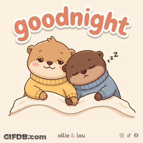 Two Bears Sleeping Under Blanket Saying Goodnight GIF