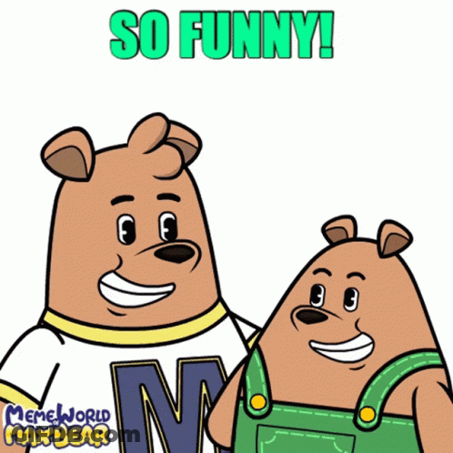 Two Bears Standing Next To Each Other Saying So Funny GIF