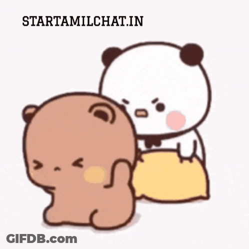 Two Bears Standing Next To Each Other With Starttamilchat.in GIF