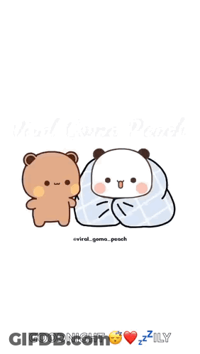 Two Bears Wrapped In Blanket With Heart Goodnight GIF