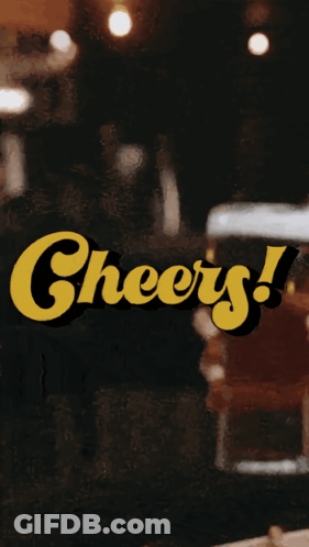 Two Beer Glasses Cheers Logo GIF