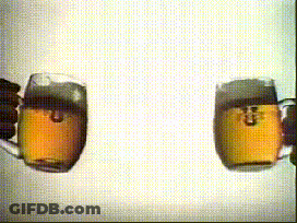 Two Beer Mugs Poured Into Glass GIF