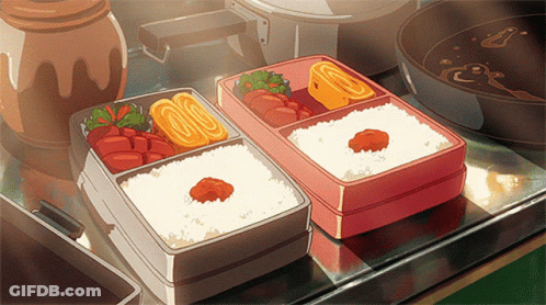 Two Bento Boxes With Rice And Vegetables GIF