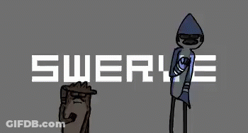 Two Birds Standing Next To Word Swerve GIF
